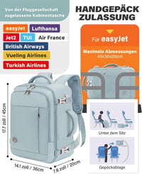 VANKEV EasyJet kézipoggyász laptop hátizsák 45x36x20 cm, 15,6 hüvelykes 3