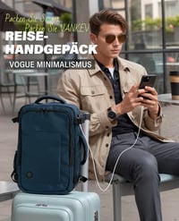 VANKEV Kabínový kufor Batoh 40x20x25 cm Ryanair Príručná batožina Cestovná taška na notebook do lietadla 2