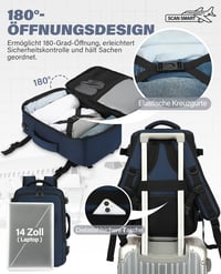 VANKEV Kabínový kufor Batoh 40x20x25 cm Ryanair Príručná batožina Cestovná taška na notebook do lietadla 6