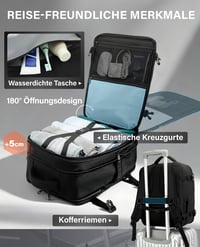 Príručný batoh VANKEV 40x30x20-25 cm, 24-30 l, pre Ryanair, easyJet, Wizz Air, Eurowings, priehradka na 15,6" notebook, rozšíriteľný, čierny 5