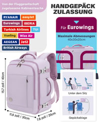 Cestovný batoh VANKEV, príručná batožina do lietadla Ryanair easyJet 40x30x20 cm, taška na notebook, kabínový kufor 3