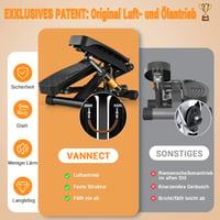Vannect Mini Stepper Otthoni Edzéshez Power Rope-okkal, LCD Kijelzővel, 150kg Terhelhetőség - Black 2
