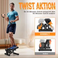 Vannect Mini Stepper Otthoni Edzéshez Power Rope-okkal, LCD Kijelzővel, 150kg Terhelhetőség - Black 8