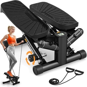 Mini stepper Vannect 8708P cu ecran LCD, rezistență reglabilă, 150 kg - negru