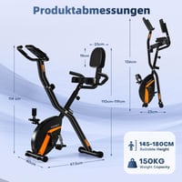VANNECT Összecsukható Szobakerékpár - Narancs, LCD Kijelzővel, Pulzusmérővel, 150 kg Teherbírással, Otthoni Edzéshez, Idősebbek Számára is 9