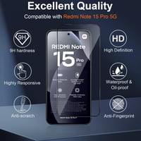 Sticlă securizată Vanrain pentru Xiaomi Redmi Note 15 Pro 5G, 2 bucăți, Aplicare automată, Duritate 9H, Folie de protecție ecran HD fără bule 2