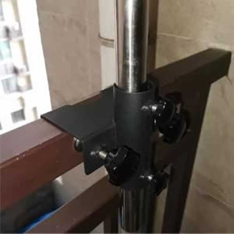 VANROUG Erős Erkély Napernyőtartó Bilincs - Fekete Acél Korlát Rögzítő 20-63mm Kerítéshez, 23-38mm Napernyőkhöz