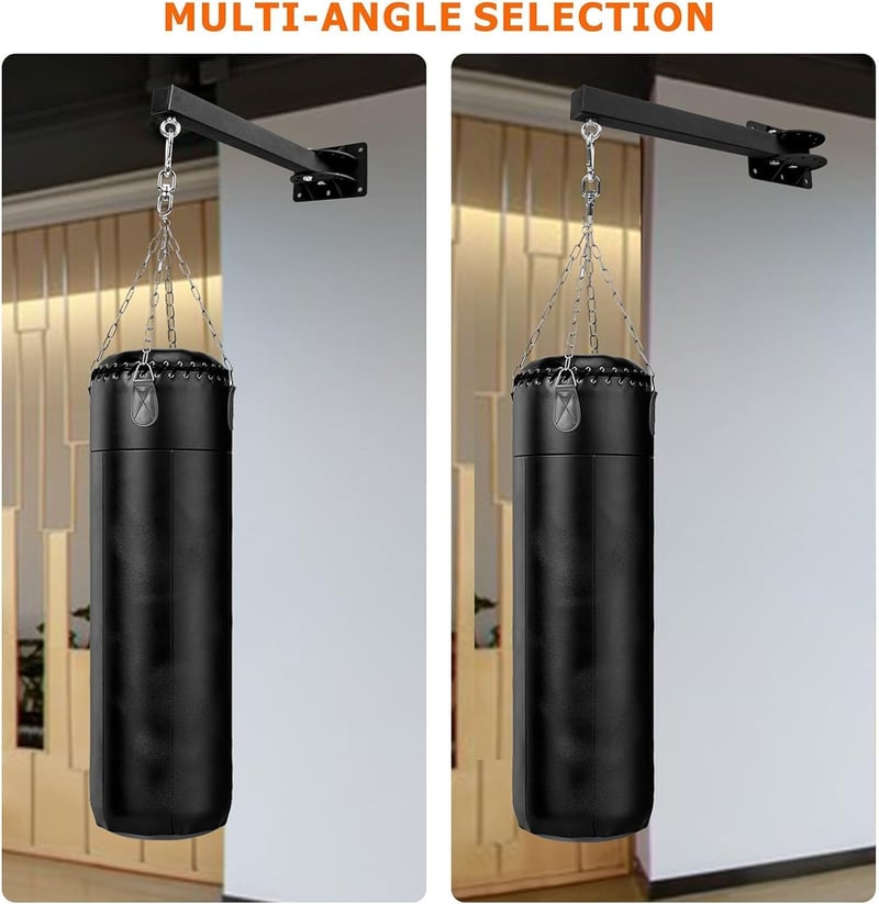 VANROUG Forgó Boxzsák Tartó - 360°-ban Elforgatható Fali Konzol 360kg Teherbírással, 7 Szögben Állítható, Boxoláshoz, MMA és Thai Box Edzésh