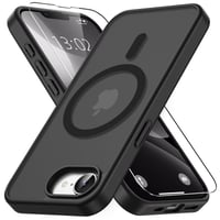 Vansdon magnetický kryt na iPhone 16 / iPhone 17 s tvrdeným sklom – čierny, ochranný kryt kompatibilný s MagSafe 1