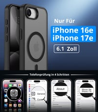 Vansdon magnetický kryt na iPhone 16 / iPhone 17 s tvrdeným sklom – čierny, ochranný kryt kompatibilný s MagSafe 4