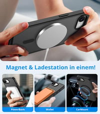 Vansdon magnetický kryt na iPhone 16 / iPhone 17 s tvrdeným sklom – čierny, ochranný kryt kompatibilný s MagSafe 3