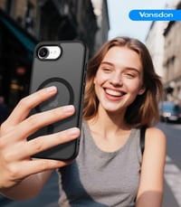Vansdon magnetický kryt na iPhone 16 / iPhone 17 s tvrdeným sklom – čierny, ochranný kryt kompatibilný s MagSafe 7
