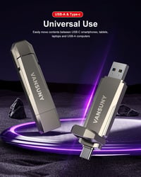 Vansuny 256GB USB-C Pendrive 1000MB/s Külső SSD iPhone Android Laptop 3