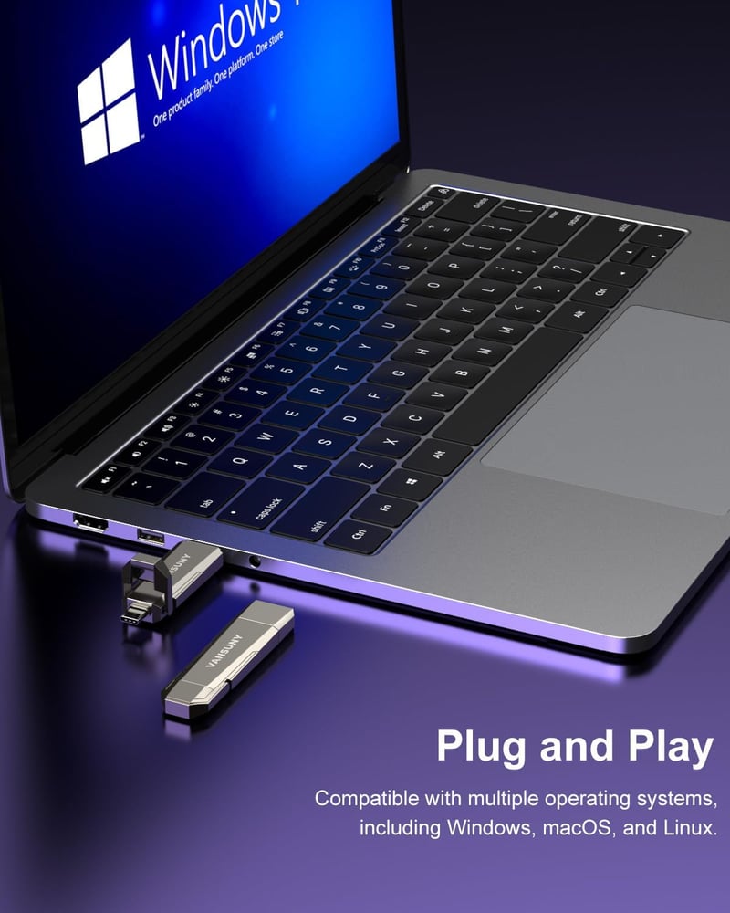 Vansuny 256GB USB-C Pendrive 1000MB/s Külső SSD iPhone Android Laptop