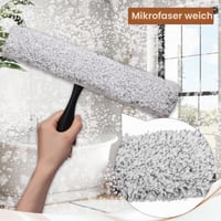 VANZAVANZU stierka na sprchové kúty a sklenené dvere súprava s utierkou z mikrovlákna, 28 cm, čierno-sivá, s protišmykovou rukoväťou a samolepiacim háčikom 4