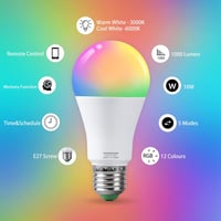 VARICART E27 RGB LED Izzó, 10W, Színváltós, Távirányítós, 12 Szín + Hideg Fehér 6000K, Memória Funkcióval, 100W Ekvivalens, 2 db Csomag 3