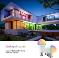 VARICART E27 RGB LED Izzó, 10W, Színváltós, Távirányítós, 12 Szín + Hideg Fehér 6000K, Memória Funkcióval, 100W Ekvivalens, 2 db Csomag 6