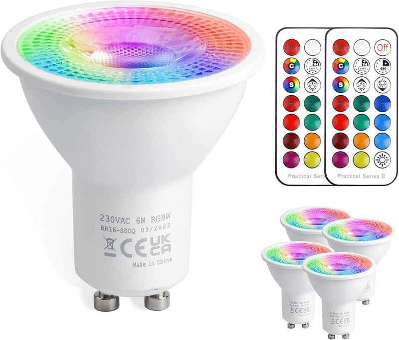 VARICART GU10 LED Izzó, 5W Szabályozható RGB Színváltós Spotlámpa, Távirányítóval, 3000K Meleg Fehér, 450 Lumen, 50W Ekvivalens, Otthoni Dek