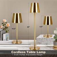 VARICART LED Asztali Lámpa Szett, 2db Vezeték Nélküli Érintésvezérelt, USB-C Tölthető, 3 Színhőmérséklet, Állítható Magasság, IP54 Vízálló,  6