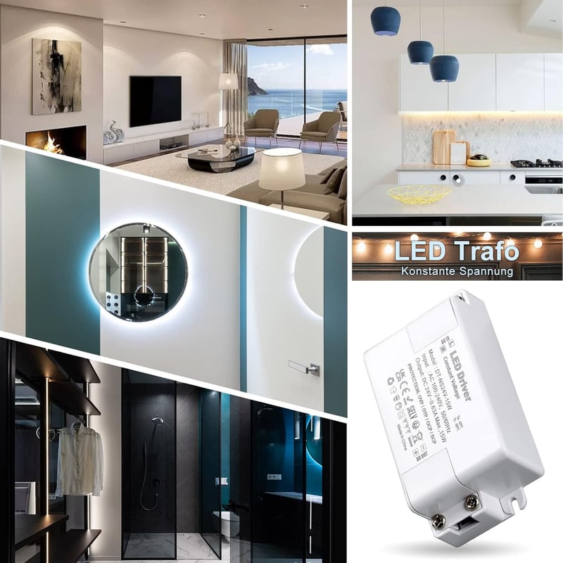 VARICART LED Transzformátor 24V 15W - Kompakt Állandó Feszültségű Tápegység 230V-ról 24V DC 625mA - LED Szalagokhoz és G4 Izzókhoz