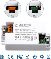 VARICART LED Transzformátor 24V 15W - Kompakt Állandó Feszültségű Tápegység 230V-ról 24V DC 625mA - LED Szalagokhoz és G4 Izzókhoz 3
