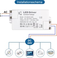 VARICART LED Transzformátor 24V 30W - Kompakt Tápegység 230V-ról 24V DC 1250mA - LED Szalagokhoz, G4, MR11, MR16 Izzókhoz 6