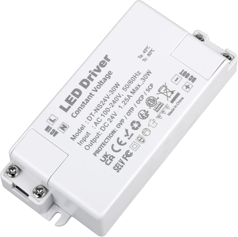 VARICART LED Transzformátor 24V 30W - Kompakt Tápegység 230V-ról 24V DC 1250mA - LED Szalagokhoz, G4, MR11, MR16 Izzókhoz