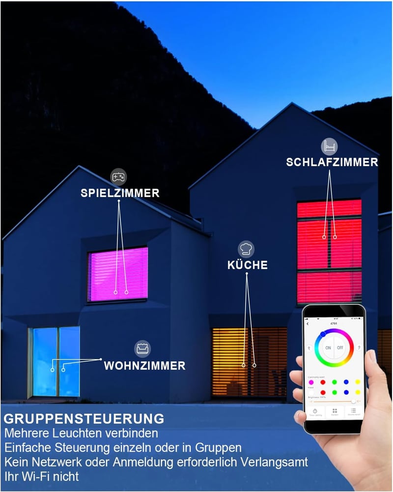 VARICART RGB LED Süllyesztett Spotlámpa Szett - 6 db Bluetooth Okos Mennyezeti Világítás, Alexa Kompatibilis, Színváltós, Szabályozható, Zen