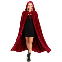 Tmavočervený zamatový upírsky plášť s kapucňou 170 cm – Halloweensky kostým pre dospelých, stredoveký gotický cosplay karnevalový plášť pánsky 10
