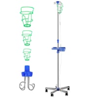 Varku Podesivi stalak za infuziju s kotačima - Nehrđajući čelik, 4 kuke, 3 držača za infuziju, pretinac za pohranu i protuklizna ručka 1