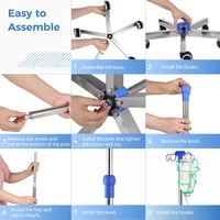 Varku Állítható Infúziós Állvány Kerekekkel - Rozsdamentes Acél, 4 Akasztóval, 3 Infúziós Tartóval, Tárolórekesszel és Csúszásgátló Fogantyú 4