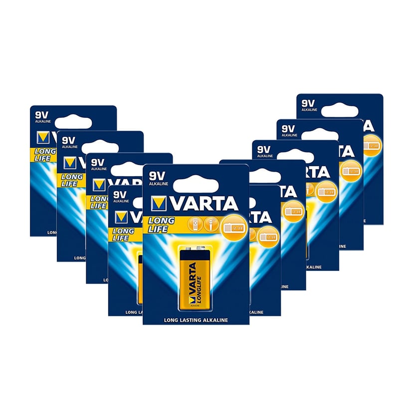Baterie alcalină VARTA 4122 9V E-Block - Pachet de 10 bucăți - Pentru detectoare de fum, umidometre