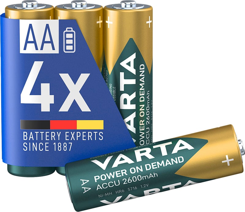 Nabíjateľné batérie VARTA AA 4 ks - Recharge Accu Power on Demand ceruzkové batérie balenie