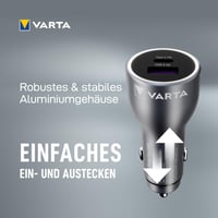 Încărcător Auto VARTA 45W, 2 Porturi, Design din Aluminiu, Încărcător Rapid USB pentru Brichetă Auto 7