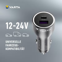 Încărcător Auto VARTA 45W, 2 Porturi, Design din Aluminiu, Încărcător Rapid USB pentru Brichetă Auto 3