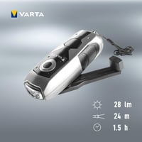 Dynamo LED ručné svietidlo VARTA s kľukou, nabíjateľné, 120 mAh Li-ion akumulátor, vodoodolnosť IPX4, nárazuvzdorné, svietidlo nabíjateľné bez batérií 6