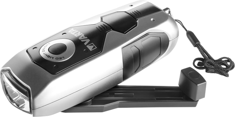 Dynamo LED ručné svietidlo VARTA s kľukou, nabíjateľné, 120 mAh Li-ion akumulátor, vodoodolnosť IPX4, nárazuvzdorné, svietidlo nabíjateľné bez batérií