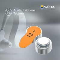 Batérie do načúvacích prístrojov VARTA typ 13 oranžové, balenie 60 ks, Power on Demand, pre načúvacie prístroje, vyrobené v Nemecku 8