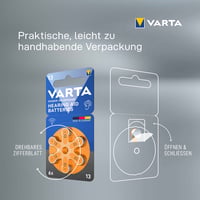Batérie do načúvacích prístrojov VARTA typ 13 oranžové, balenie 60 ks, Power on Demand, pre načúvacie prístroje, vyrobené v Nemecku 7