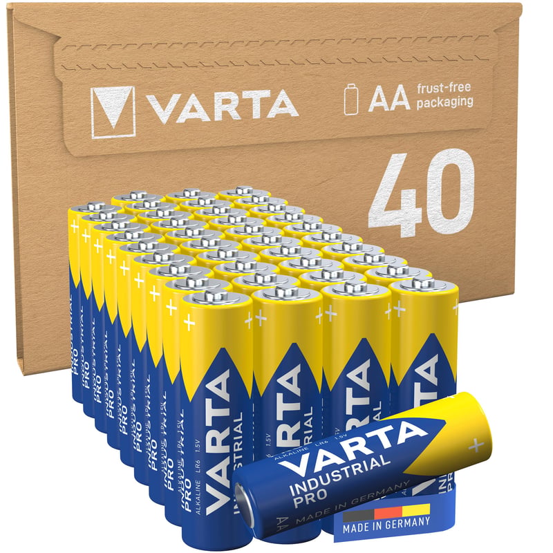 VARTA Industrial Pro AA LR6 alkalická ceruzková batéria - 40 ks balenie - 1,5V - Vyrobené v Nemecku