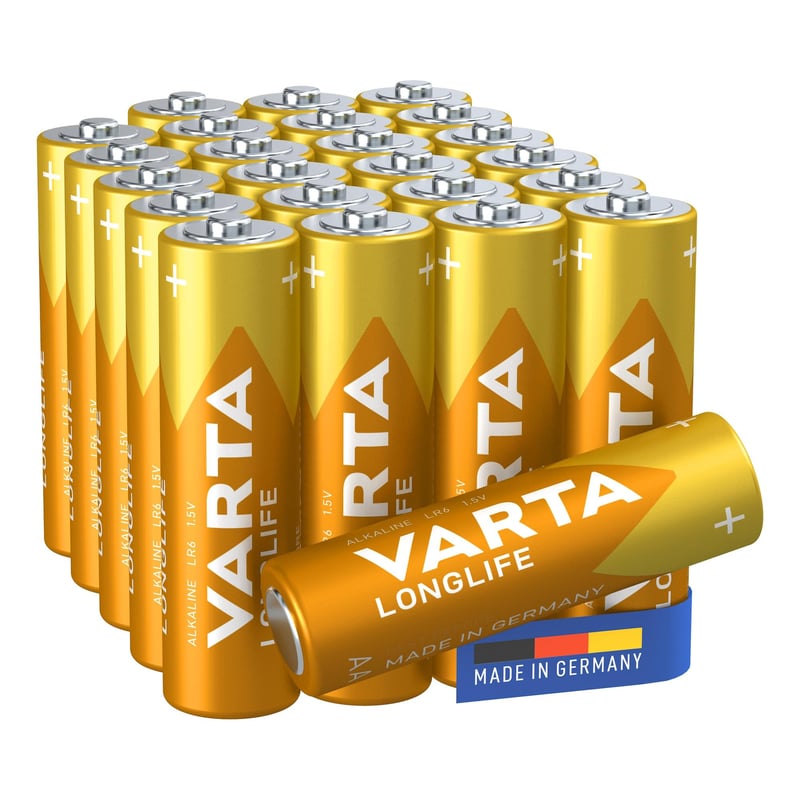 Baterii Alcaline VARTA Longlife AA – Pachet de 24 bucăți (Cube)