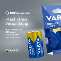 Baterii alcaline VARTA Longlife Power mărimea D, 1,5V - Mono, 4 bucăți 4