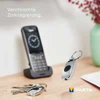 Lanternă breloc LED VARTA Metal Key Chain Light - cu 2 baterii CR2016, 2 moduri de iluminare, aliaj de zinc argintiu, lanternă ultra-compactă pentru chei 5