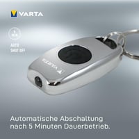 Lanternă breloc LED VARTA Metal Key Chain Light - cu 2 baterii CR2016, 2 moduri de iluminare, aliaj de zinc argintiu, lanternă ultra-compactă pentru chei 8