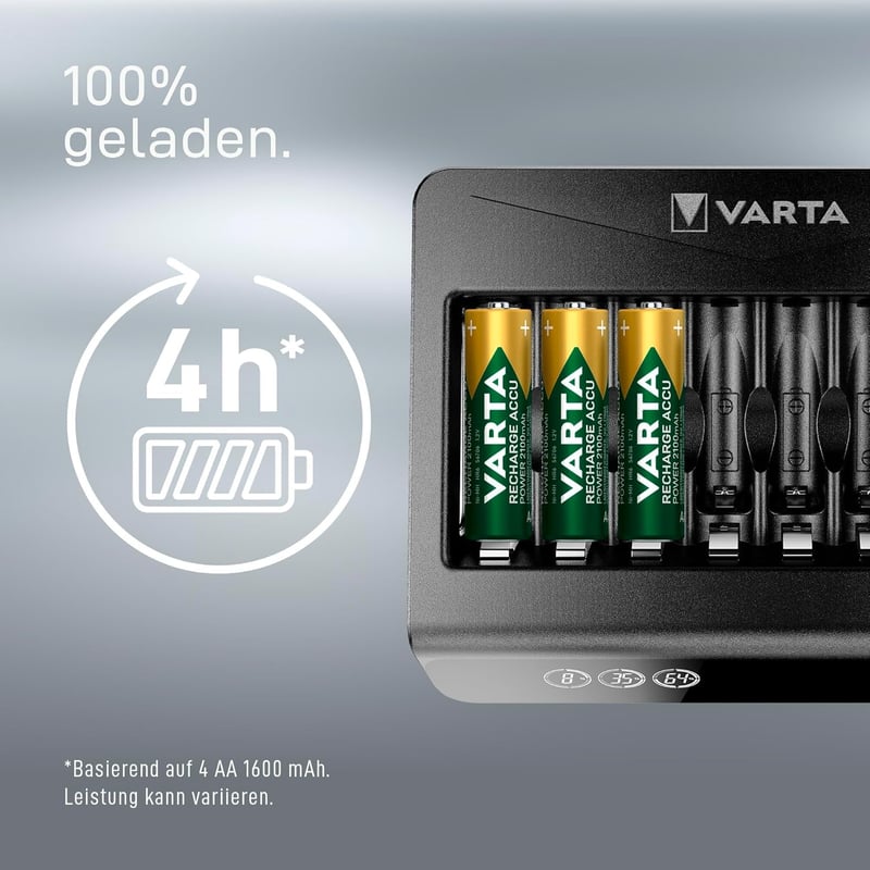 VARTA Multi Charger+ 8 részes akkumulátor töltő AA AAA 9V elemekhez - Single, LCD Multi Charger+