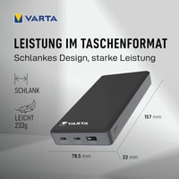 VARTA Power Bank 20000 mAh, 4 portos gyorstöltő, USB-C, Micro USB, telefon és tablet töltéshez - 1 pc, 20,000 mAh 5