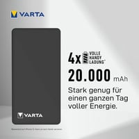 VARTA Power Bank 20000 mAh, 4 portos gyorstöltő, USB-C, Micro USB, telefon és tablet töltéshez - 1 pc, 20,000 mAh 9