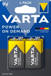 Baterie Alcalină VARTA Power on Demand 9V, 4 bucăți - Pachet Durabil de Baterii Block 2
