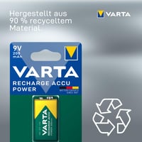 Acumulator VARTA Recharge Accu Power 9V, reîncărcabil, 200 mAh, 1 bucată, fără efect de memorie, preîncărcat, gata de utilizare 3