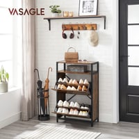 VASAGLE Botník s 2 výklopnými dvierkami, pre 8 – 12 párov topánok, úzky predsieňový úložný priestor, 60x30x95 cm 2
